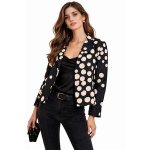 CHARLES GRAY LONDON BLAZER Black & White Polka Dot Artsy Unique Blazer Size L